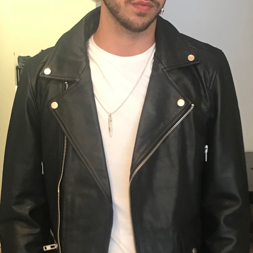 DSTLD Italian Leather Men’s Moto Jacket